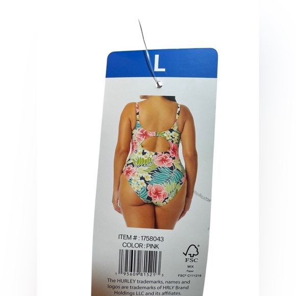 Hurley One Piece Swim Suit Size L = 12 - Picture 12 of 12